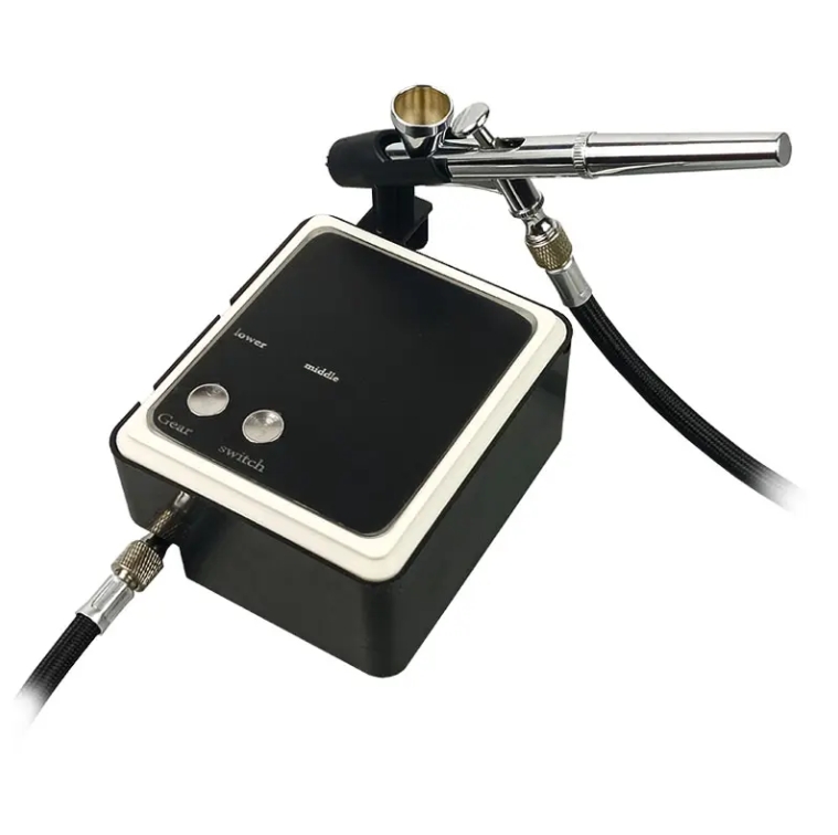 12V Mini Airbrush Gun and Compressor Kit Gravity Feed Airbrush for Makeup,Nail,Tattoo,Cake,Art Painting,Tan,Car Paint