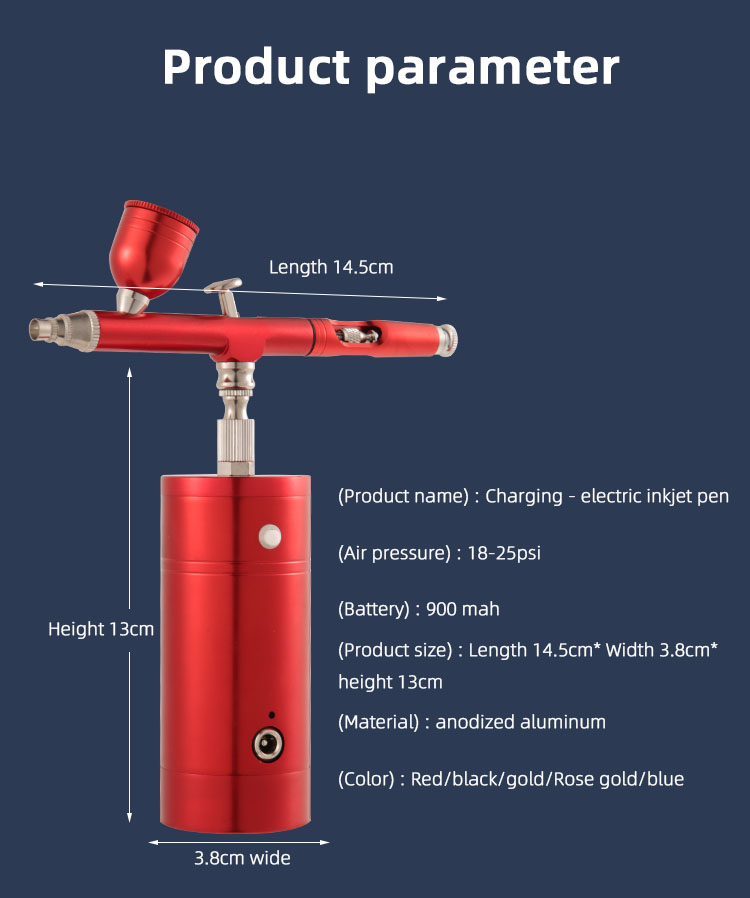 Barber Tattoos Airbrush Kit Portable USB Rechargeable Hair Nail Paint Makeup Spray Gun Cordless Compressor Airbrush(pic4)