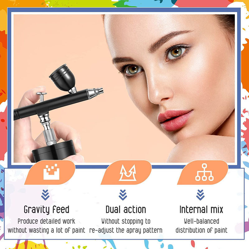 Barber Tattoos Airbrush Kit Portable USB Rechargeable Hair Nail Paint Makeup Spray Gun Cordless Compressor Airbrush(pic9)