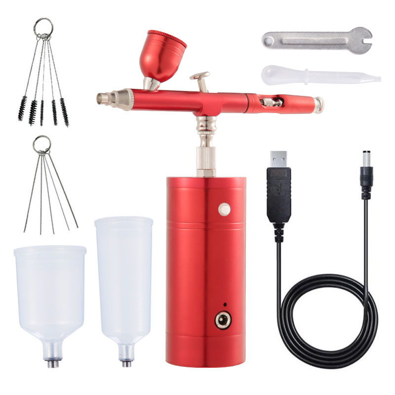 Barber Tattoos Airbrush Kit Portable USB Rechargeable Hair Nail Paint Makeup Spray Gun Cordless Compressor Airbrush(pic12)