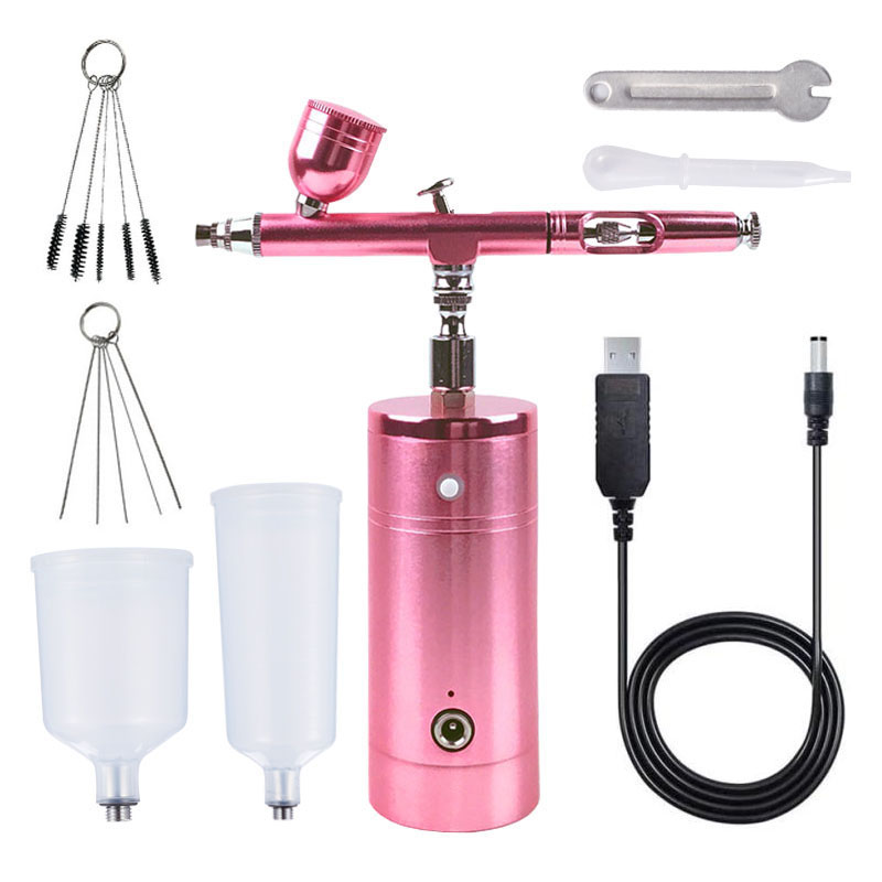Barber Tattoos Airbrush Kit Portable USB Rechargeable Hair Nail Paint Makeup Spray Gun Cordless Compressor Airbrush(pic14)