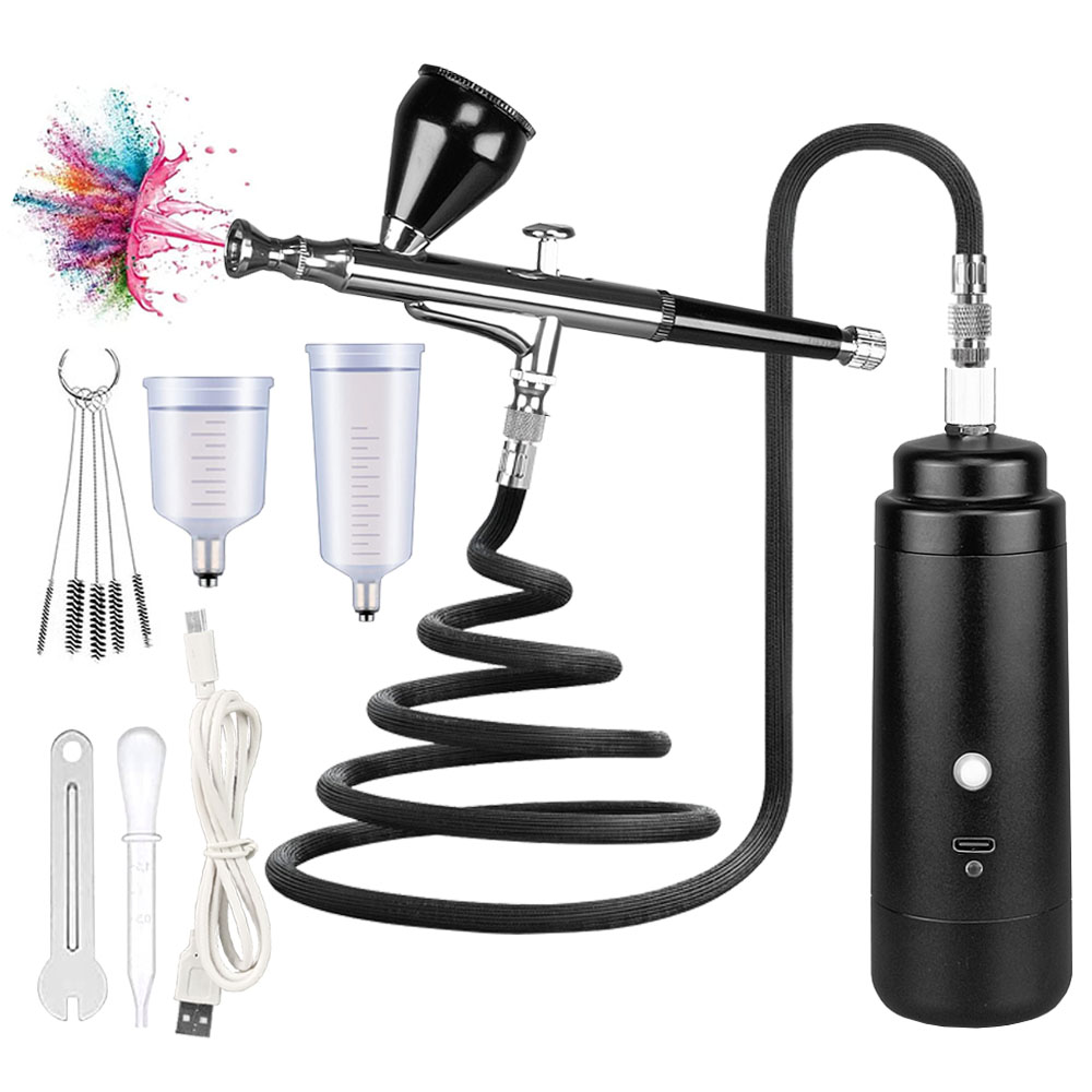 Airbrush Kit with Compressor, Portable Cordless Air Brush Gun Set for Painting 30PSI Gravity with Dual Action Mini Airbr