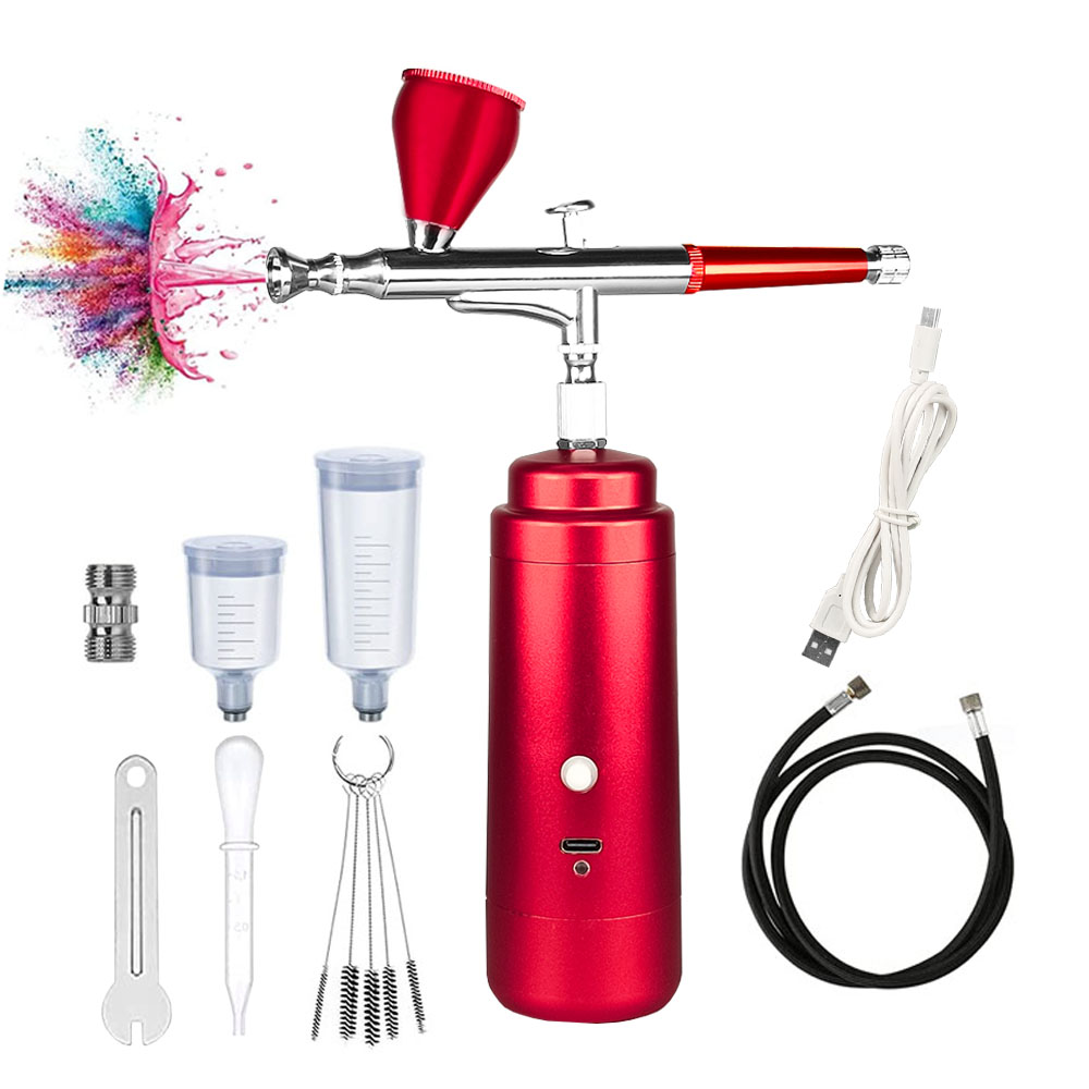 Airbrush Kit with Compressor, Portable Cordless Air Brush Gun Set for Painting 30PSI Gravity with Dual Action Mini Airbrush