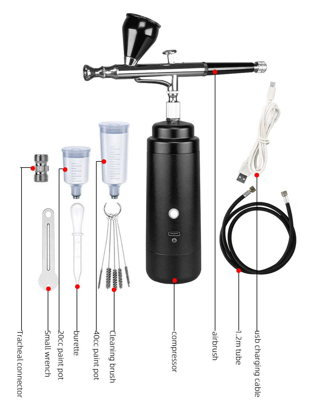 Airbrush Kit with Compressor, Portable Cordless Air Brush Gun Set for Painting 30PSI Gravity with Dual Action Mini Airbrush