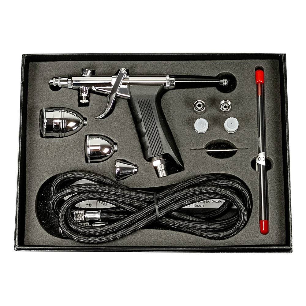 Professional Automotive Two-stroke Airbrush Kit 0.3 0.5 0.8mm Nozzle Accessories Airbrush Model Nail Polish