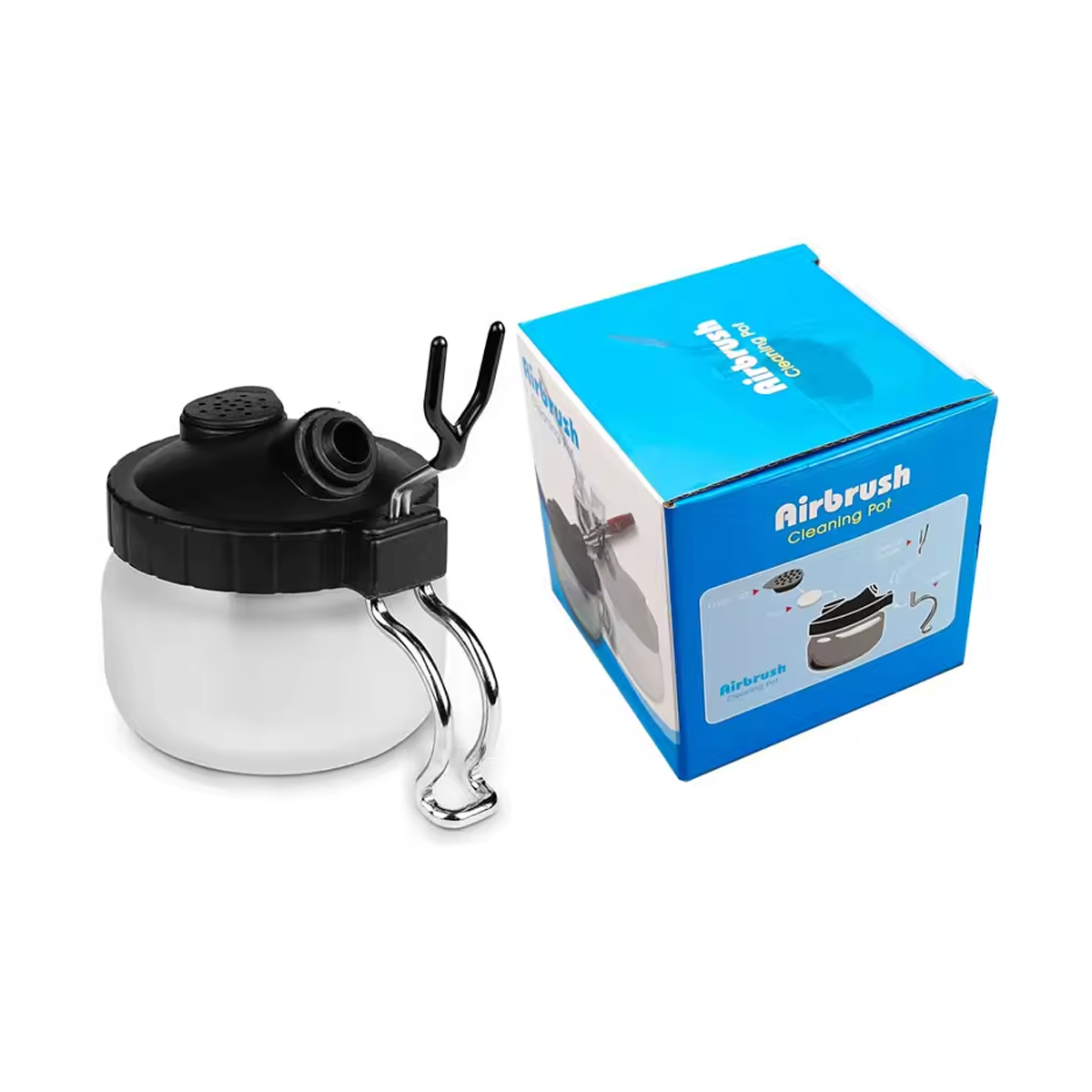 Spray Gun Cleaning Boat Liquid Waste Collector with Metal Holder Coloring Tool Model  Pen Washing Machine  Diorama
