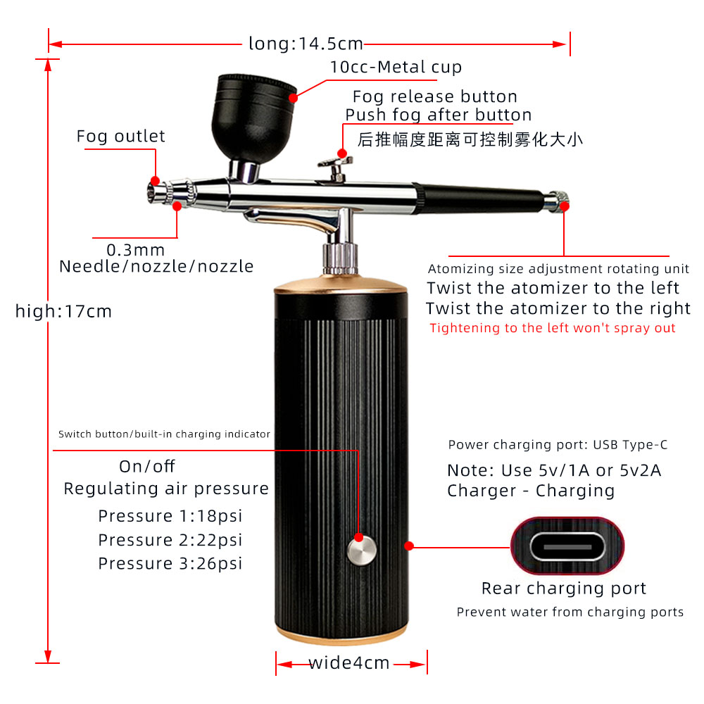 Airbrush Kit Cordless Airbrush Compressor Automatic Hand-held Airbrush Rechargeable Portable Wireless air Brush for Nail Art