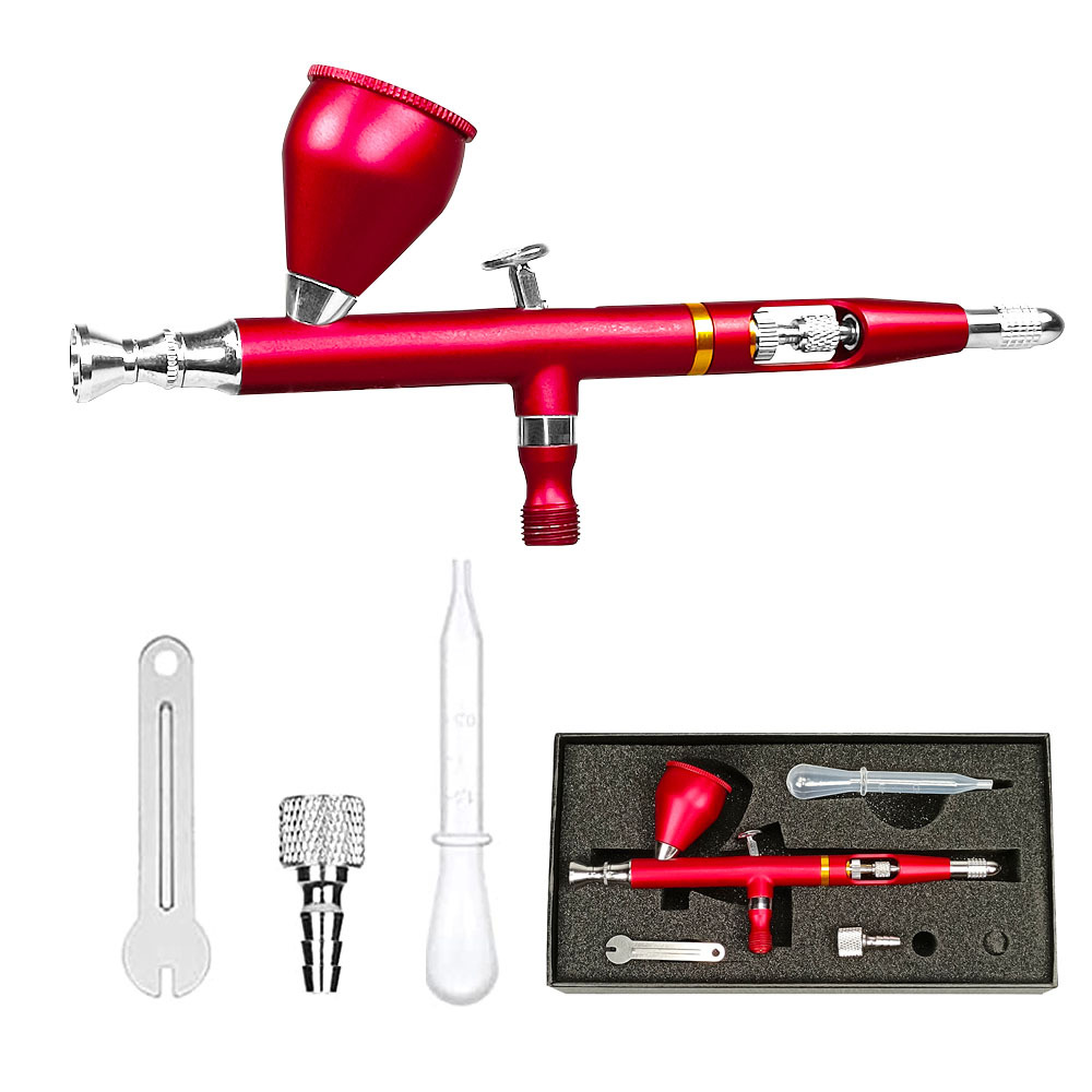 The CLK-130- Red-0.2/0.3/0.5mm Airbrush Multi-purpose Double Action Gravity Airbrush Is Used to Spray Automotive Graphic