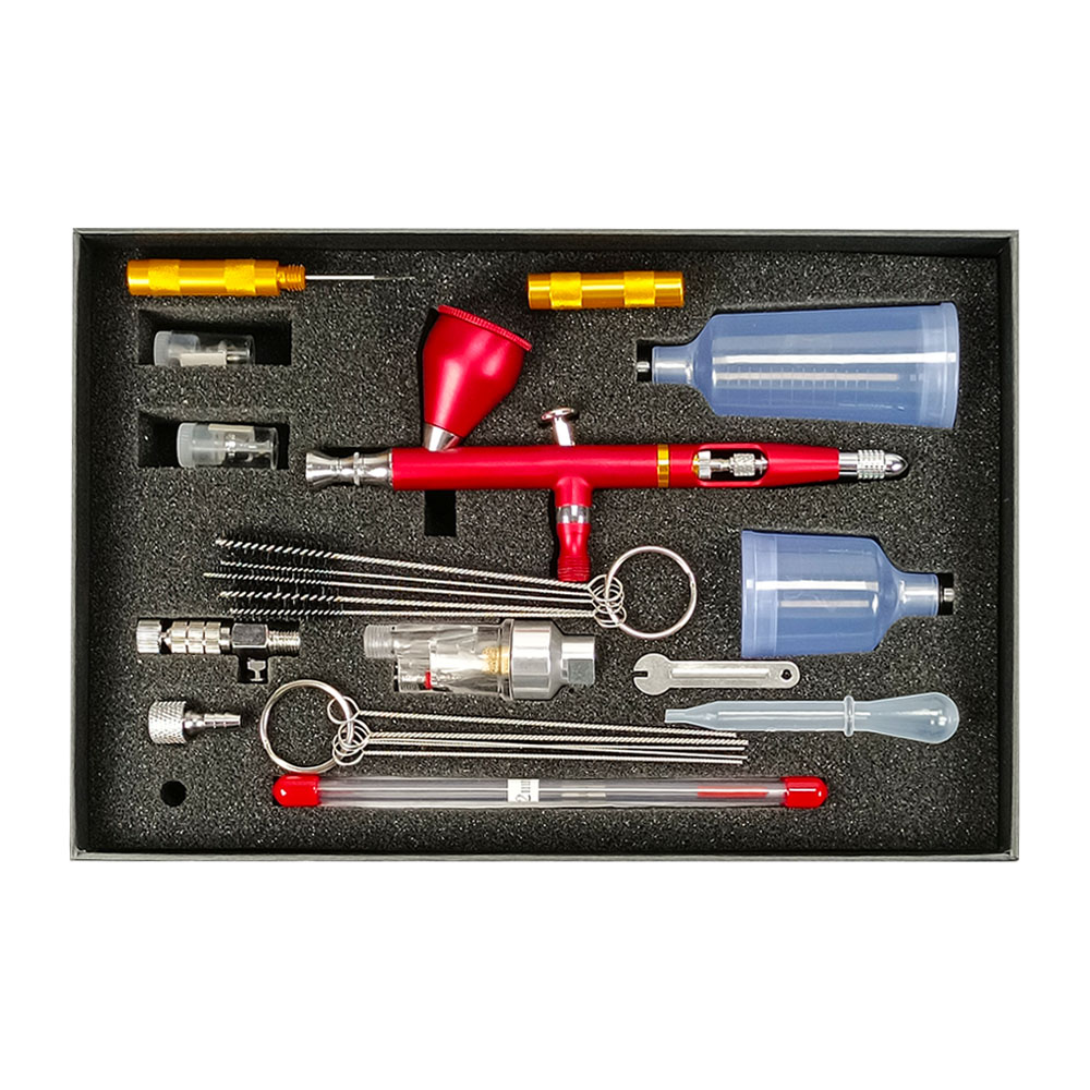 CLK130 Double Action Gun Kit 0.3mm Needle Nozzle with Wrench and Release Connector Adapter for Tattoo Nail Cakes