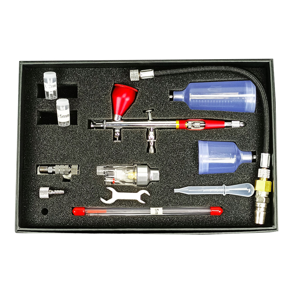 Dual Action Spray Gun Kit 0.2/0.3/0.5mm Spray Gun Nozzle Hose Filter Accessories Nail Art Tools Tattoo Paint Pastels