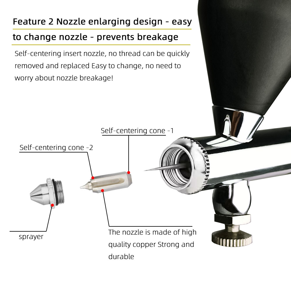 Dual Action Spray Gun Kit 0.2/0.3/0.5mm Spray Gun Nozzle Hose Filter Accessories Nail Art Tools Tattoo Paint Pastels