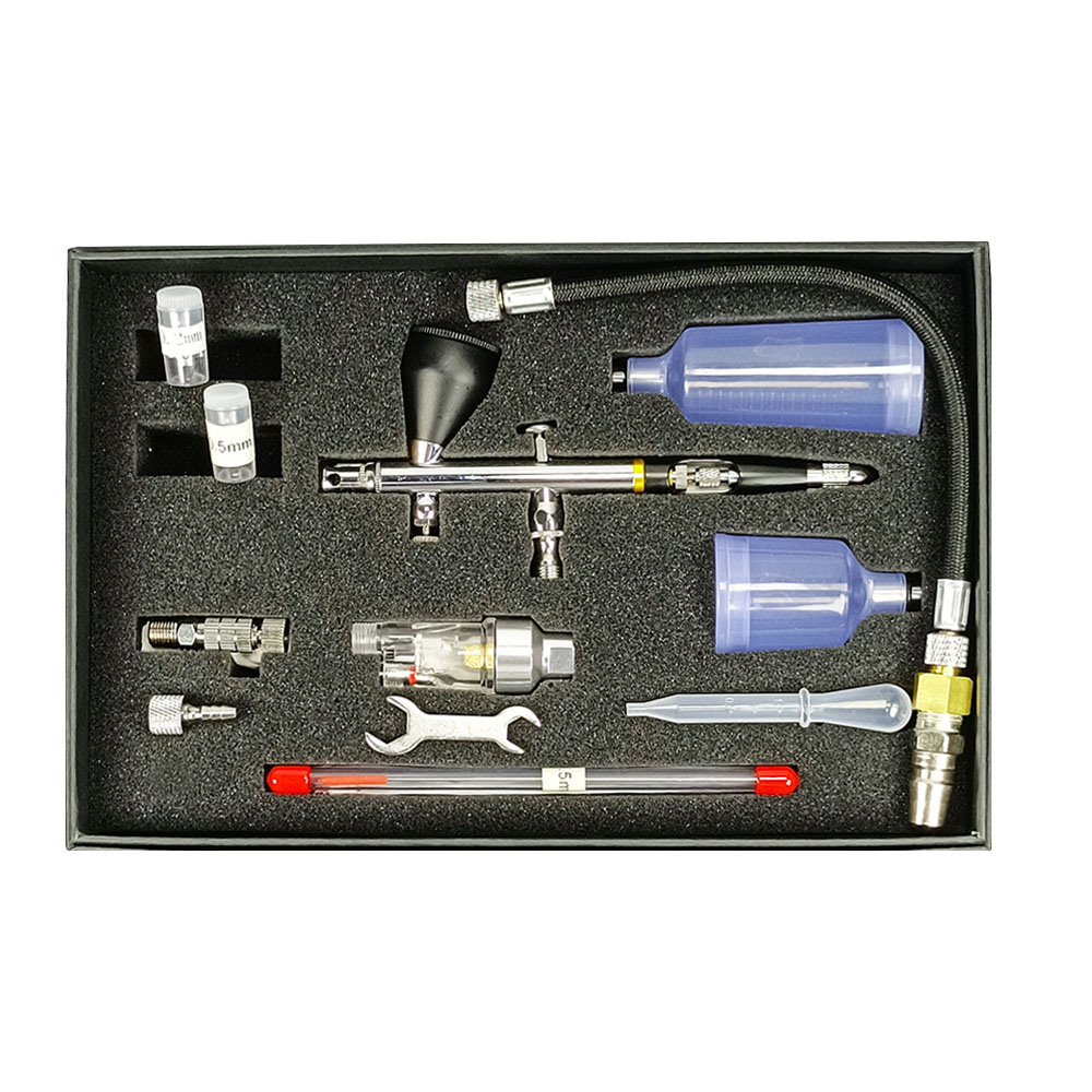 Dual Action Spray Gun Kit 0.2/0.3/0.5mm Spray Gun Nozzle Hose Filter Accessories Nail Art Tools Tattoo Paint Pastels