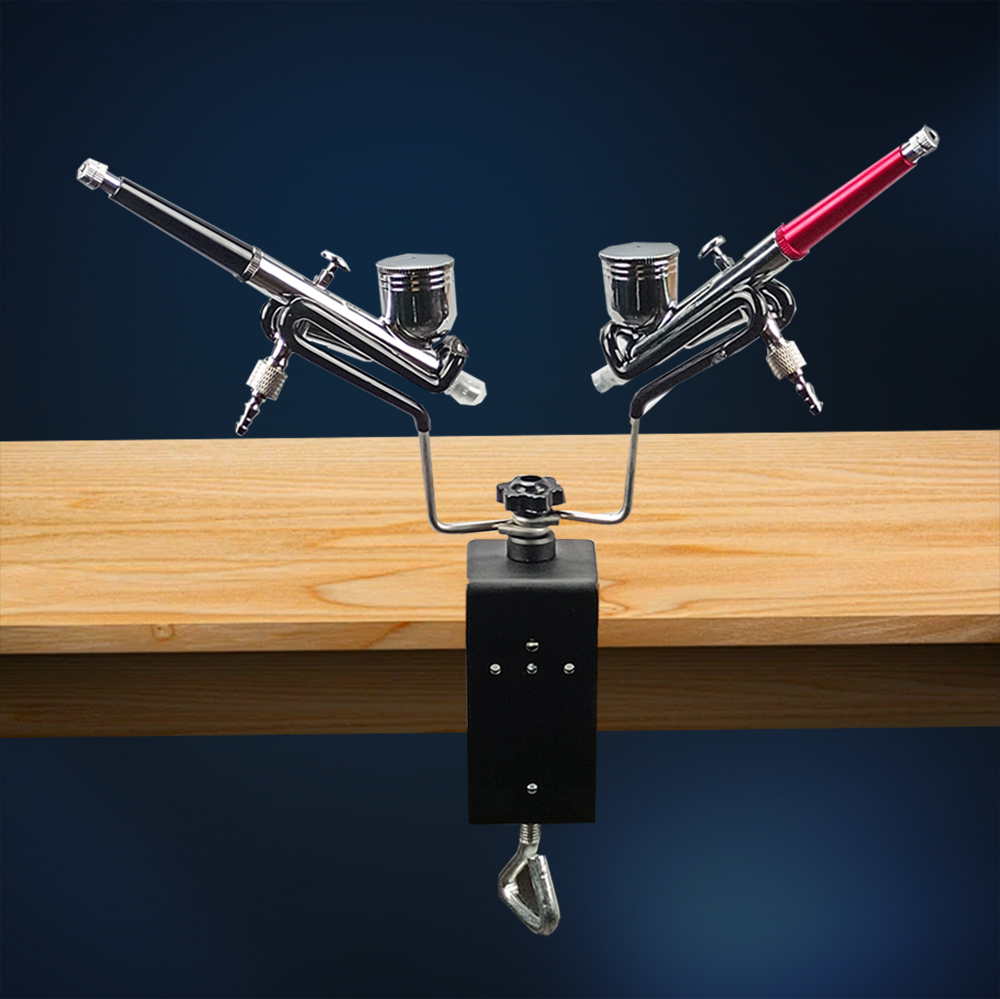 Airbrush Holder for Storage the Clamping Spray Gun Holder Can Hold up to 2 Spray Guns black