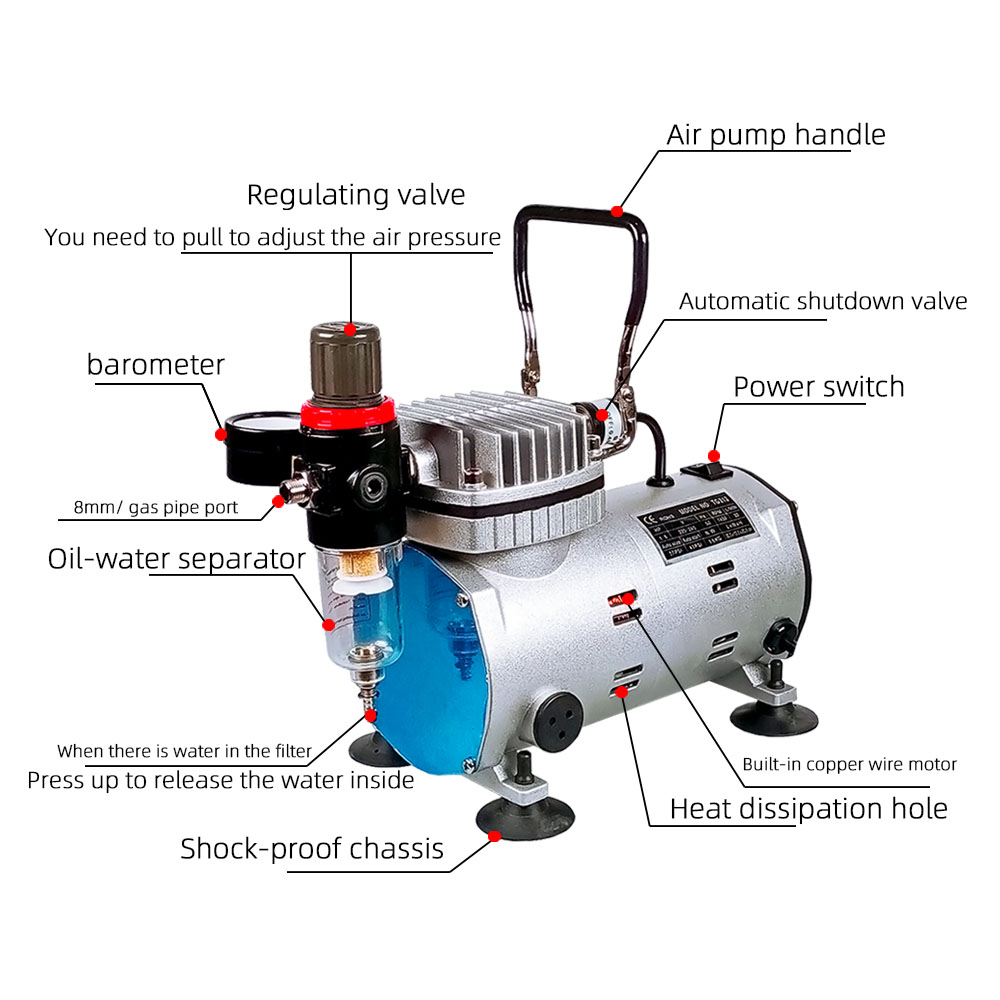 TG212-2 1/8hp Mini air Compressor Airbrush Compressor Decorating air Brush Tattoo Machine