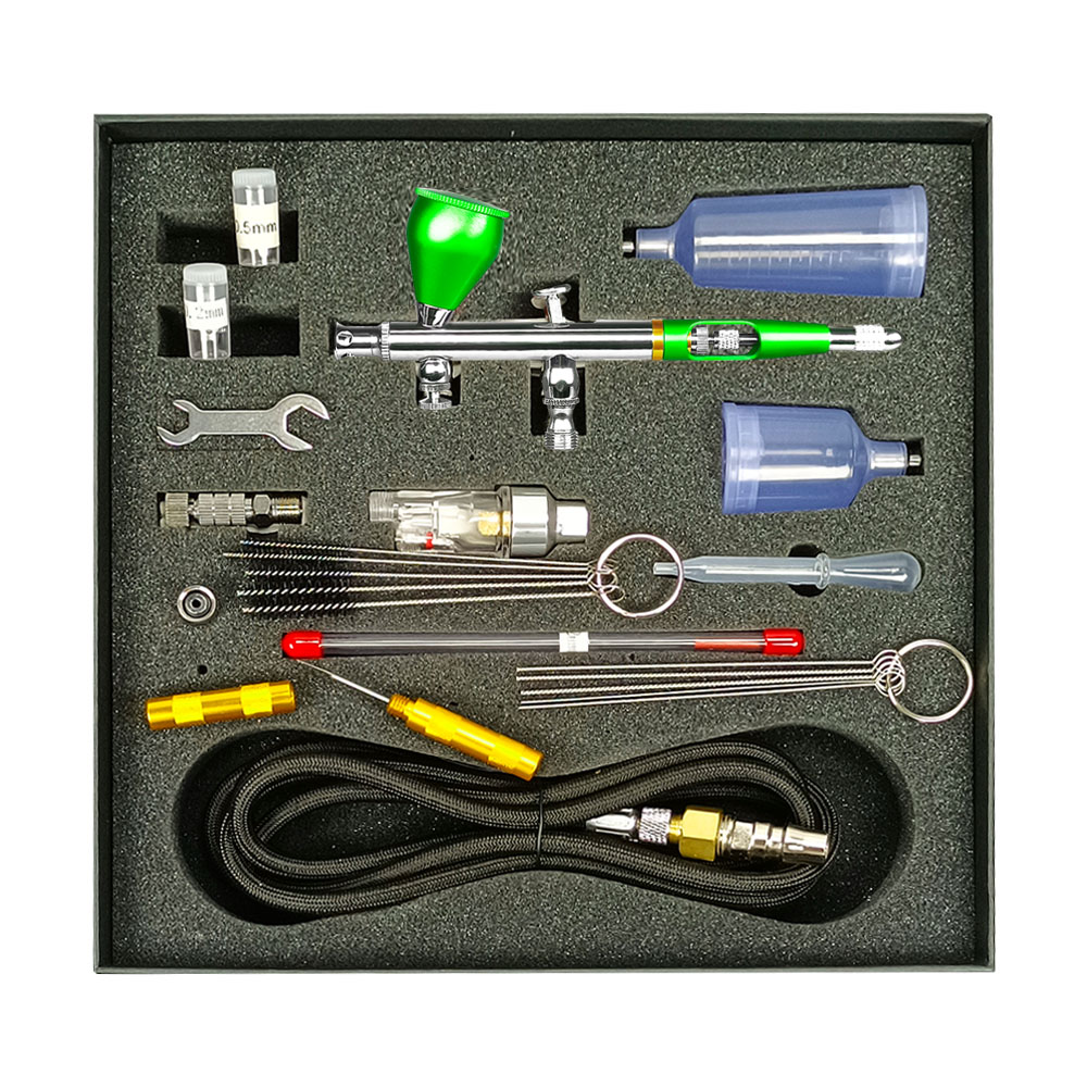 Precision Double Action Spray Gun, 6 ft Hose, 0,2/0,3/0, 5mm Nozzle, Paint Needle, Cake Decoration, Model, Art, Tattoo