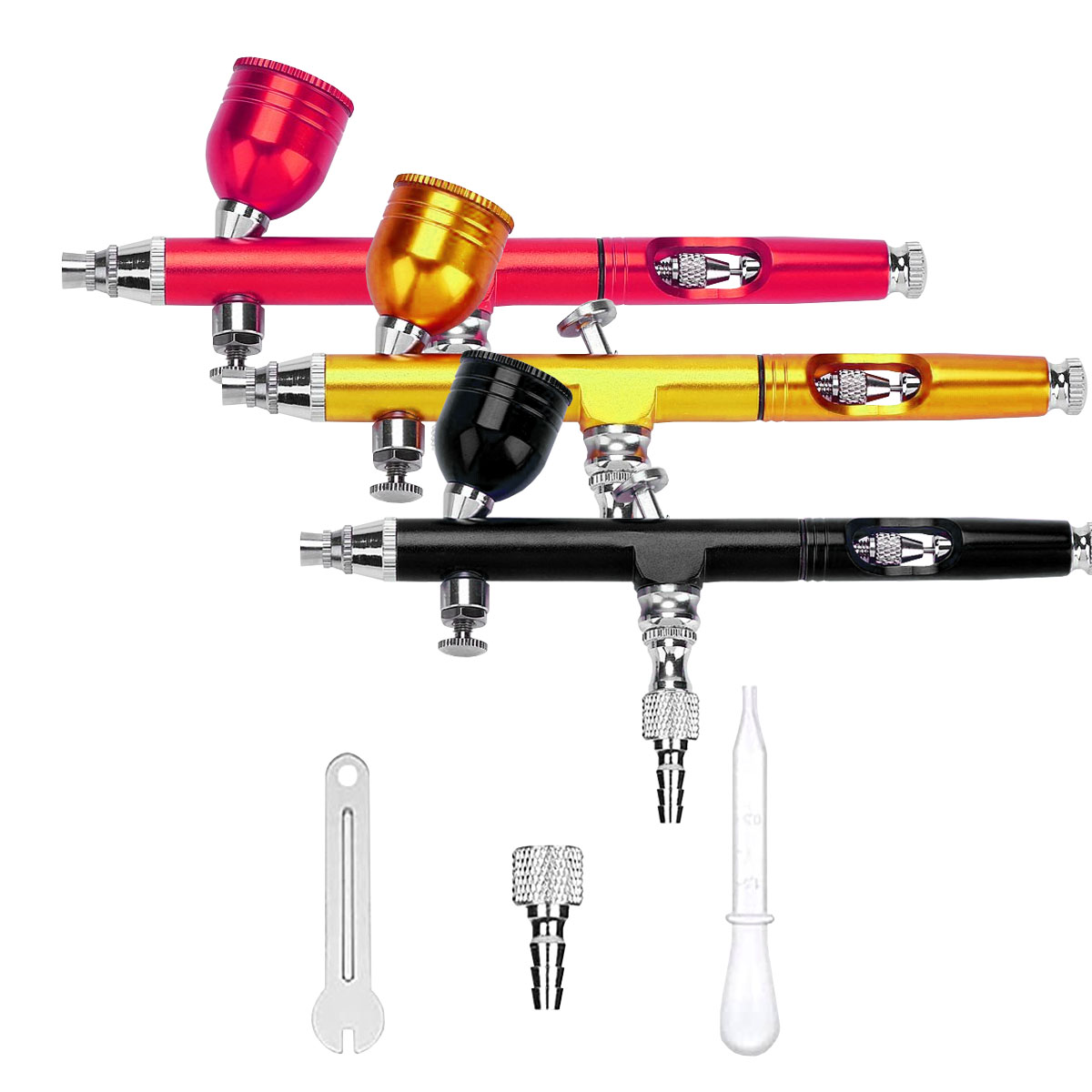 Dual Action Spray Gun Kit, AR-180 Model, 0.3mm, 0.5mm, 7CC, Spray Cup with Spray Gun Connector, Tattoo Model Repair Tool