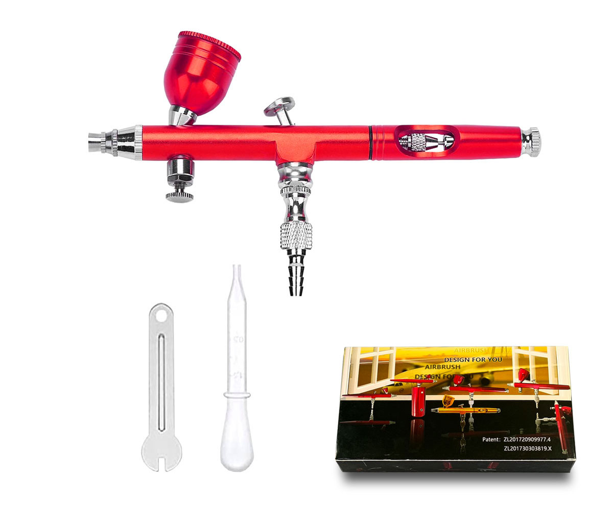 Dual Action Spray Gun Kit, AR-180 Model, 0.3mm, 0.5mm, 7CC, Spray Cup with Spray Gun Connector, Tattoo Model Repair Tool