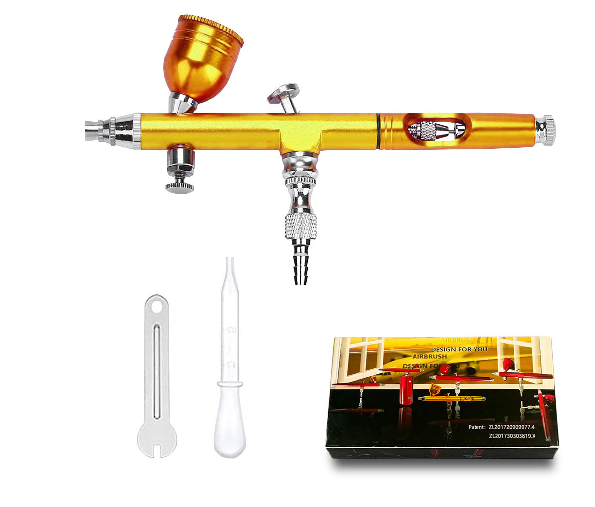 Dual Action Spray Gun Kit, AR-180 Model, 0.3mm, 0.5mm, 7CC, Spray Cup with Spray Gun Connector, Tattoo Model Repair Tool