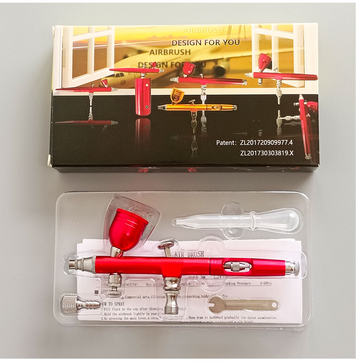 Dual Action Spray Gun Kit, AR-180 Model, 0.3mm, 0.5mm, 7CC, Spray Cup with Spray Gun Connector, Tattoo Model Repair Tool