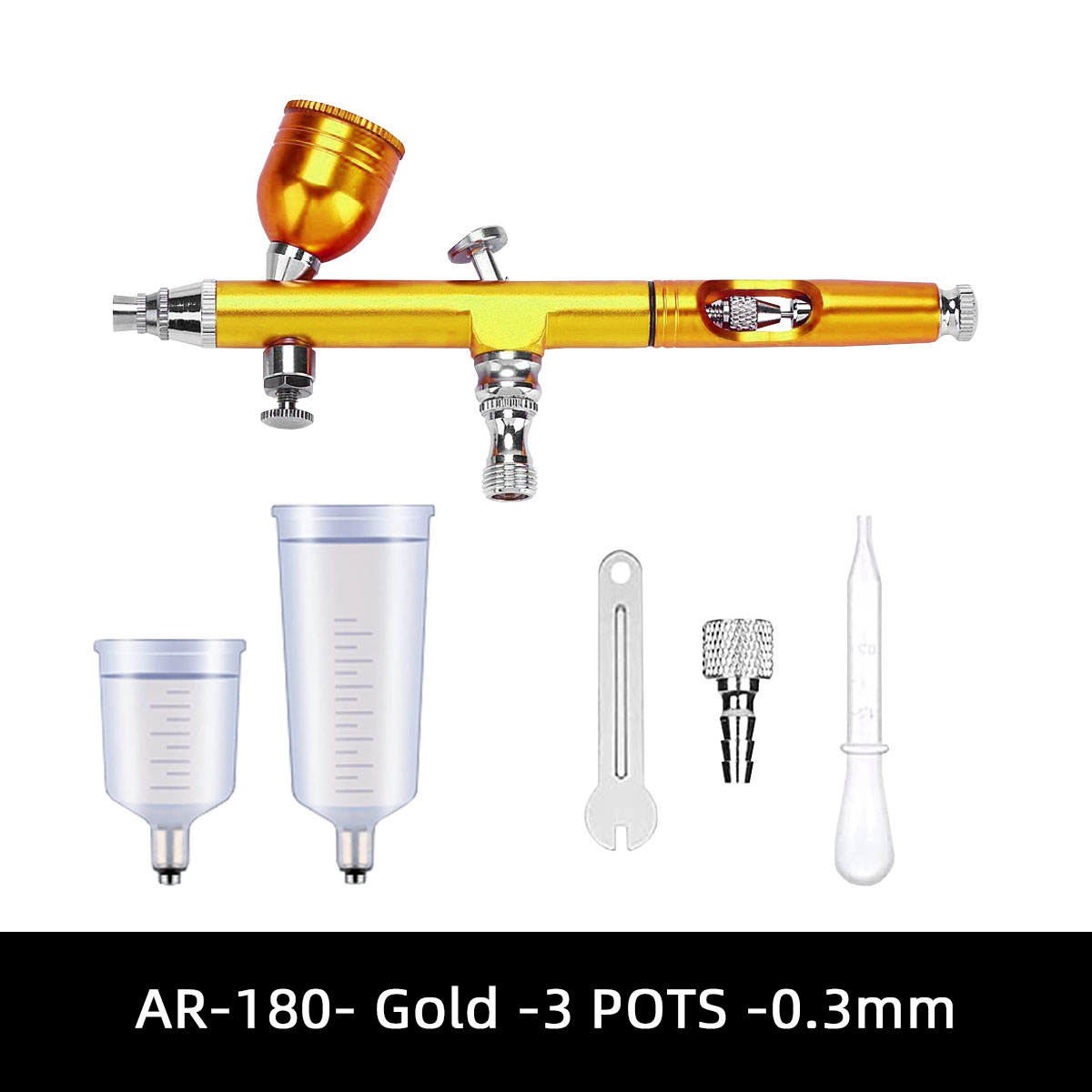AR180 Spray Pen Color Painting Car Paint Pen Artist Model Art Inkjet Pen Diameter Gold -3 POTS -0.3mm