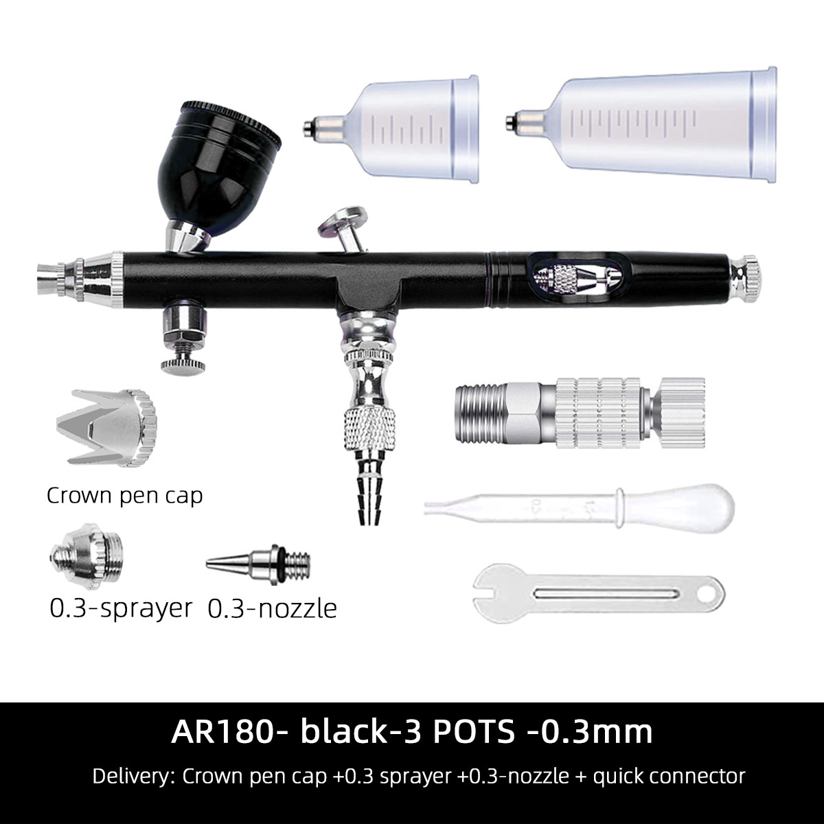 AR180 Set Airbrush Colorful Painting Car Airbrush Artist Model Art Inkjet Pen-black - Size pot -0.3mm