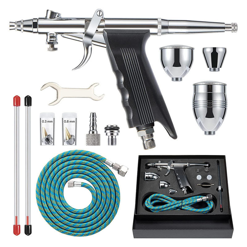 Professional Automotive Two-stroke Airbrush Kit 0,3/0,5/0, 8mm Nozzle Accessories Airbrush Model Nail Polish  Spray Gun