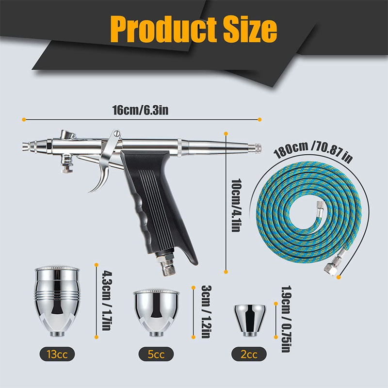 Professional Automotive Two-stroke Airbrush Kit 0,3/0,5/0, 8mm Nozzle Accessories Airbrush Model Nail Polish  Spray Gun