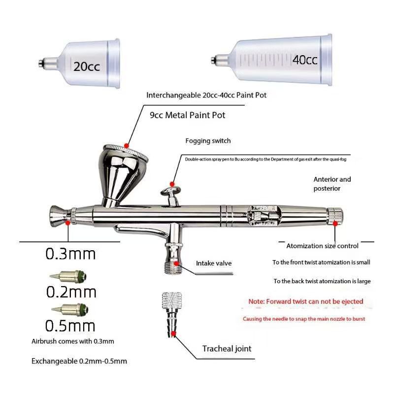 HD-131 Double Action Airbrush Three Caliber Artist Spray Pen Rouge Spray Gun Toy Leather Crafts Paint Spray Pen