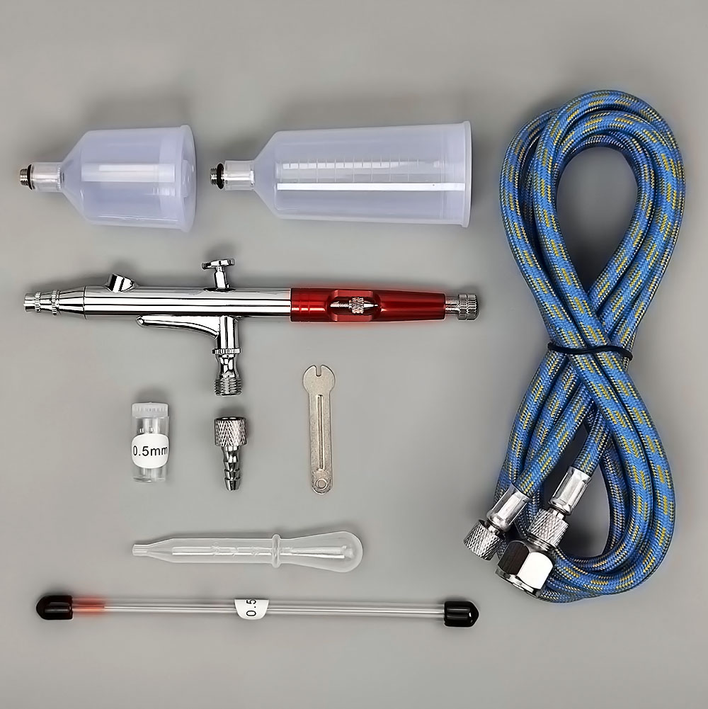 0.3 0.5mm Double Action Spray Gun HD-131K Airbrush Set with Tips Cups