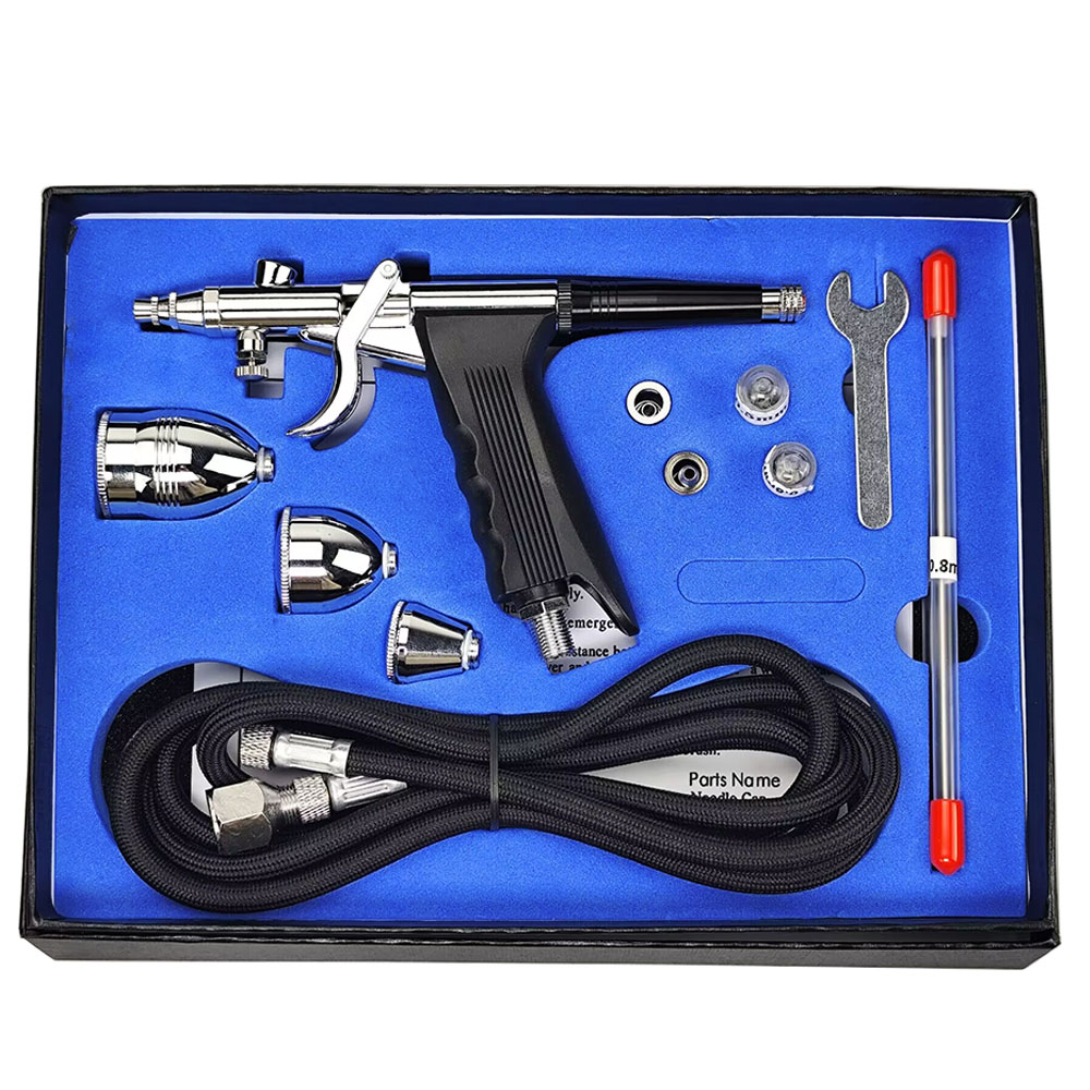 Professional Automotive Two-stroke Airbrush Kit 0.3 0.5 0.8mm Nozzle Accessories Airbrush 116BK Black